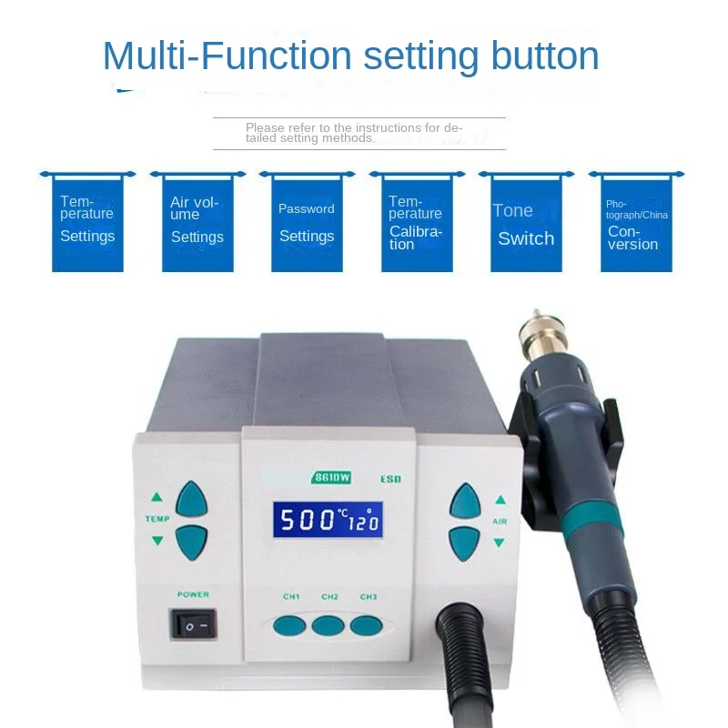 1908 Useful Lead-Free Intelligent Hot Air Gun Desoldering Station High Power 1000W Large Air Volume 220V/110V for 922