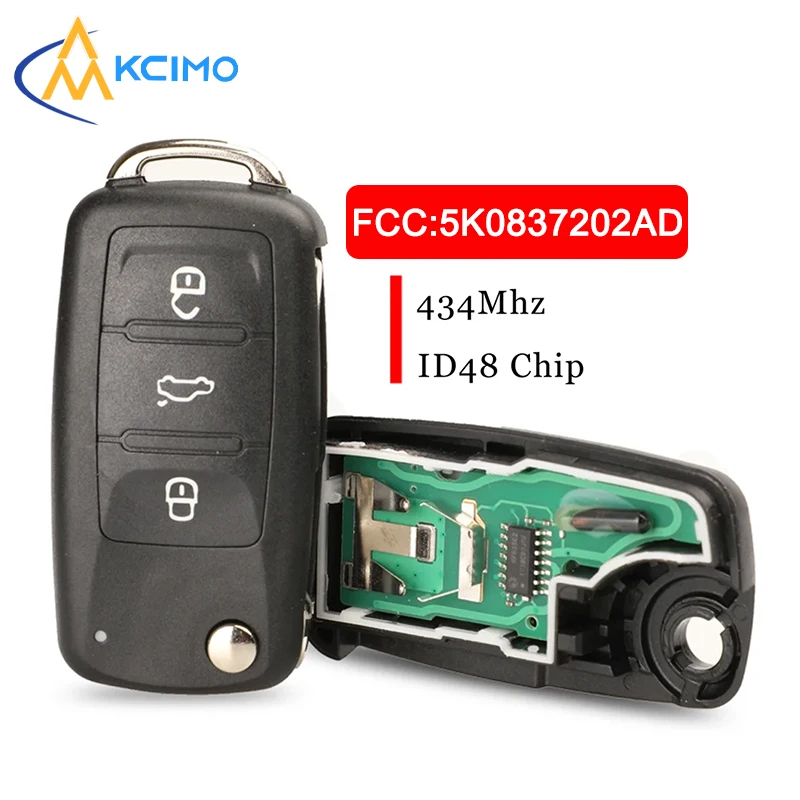 

Kcimo 1 шт. дистанционный ключ 434 МГц ID48 чип 5K0837202AD/202Q для VW Golf Tiguan Polo Passat CC SEAT Skoda Mk6 Octavia Jetta Beetle