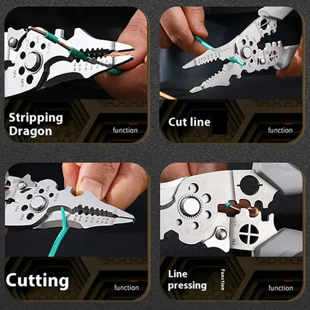 28 في 1 كهربائي متعدد الوظائف كماشة تجريد الأسلاك المحددة سبليت خط تقشير ولف كماشة قطع الأسلاك الصناعية