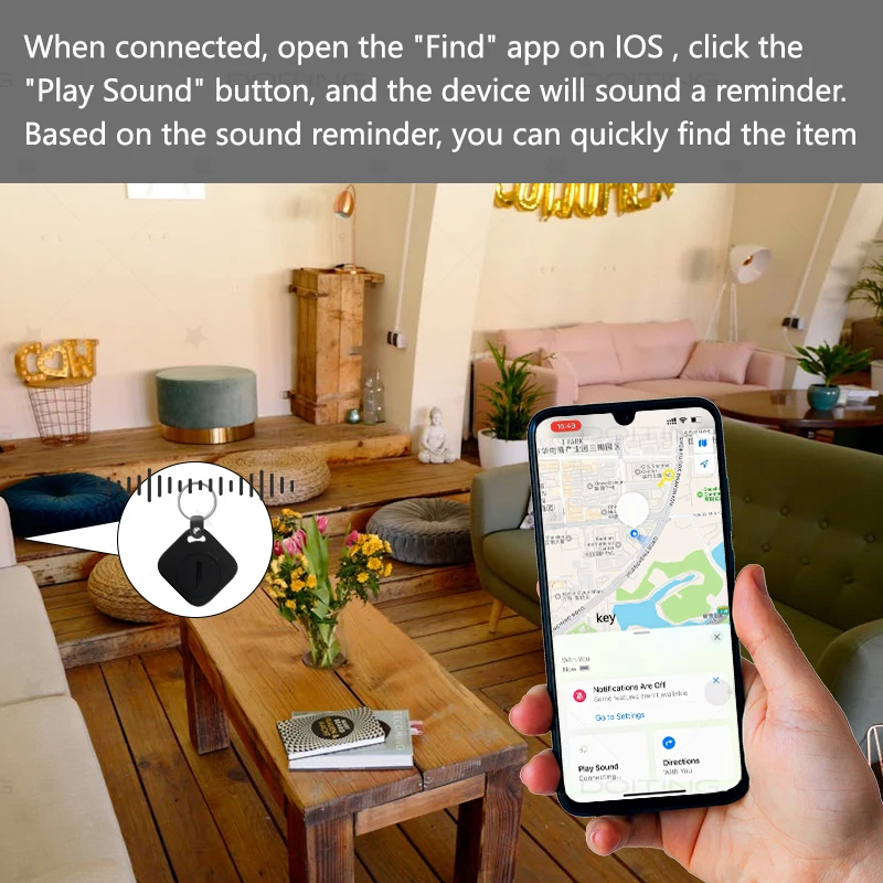 Mini Locator iOS Works with Find My Long Distance Smart Tag GPS Tracker for Air Tag Key Finder Pet Wallet Bike Anti-lost Alarm