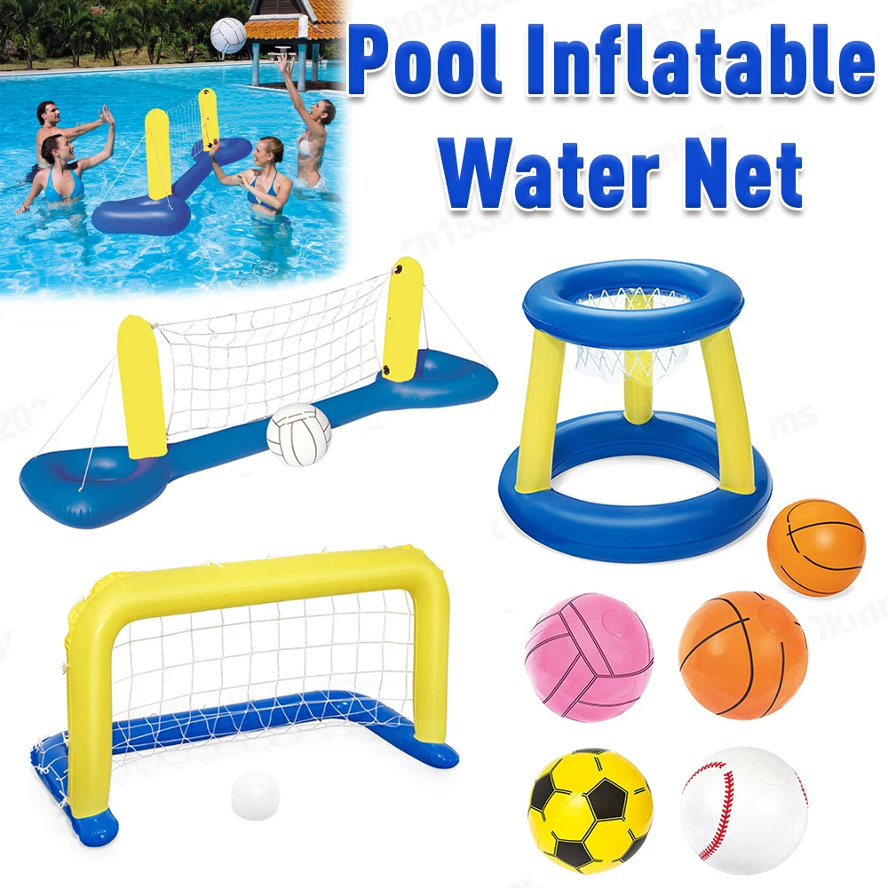 Swimming Pool Basketball Hoop Set Inflatable Floating Hoops with Ball Rings for Kids Teens Adults Perfect Competitive Water Play