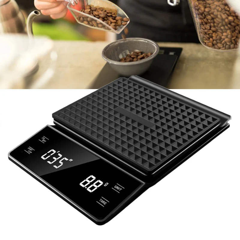 

Touch Screen Coffee Scale LED Display with Timing Hand-brewed Coffee Electronic Scale 3kg 0.1g Household Kitchen Scale