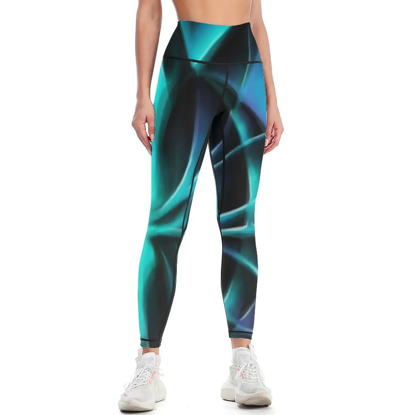 

Blue Geometric Optical Illustion Digital Drawing Leggings harem pants Jogger pants push up legging Women's pants Womens Leggings