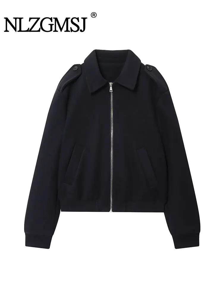 

NLZGMSJ женский осенний новый повседневный однотонный кардиган с лацканами, удобная модная куртка с лацканами, пальто