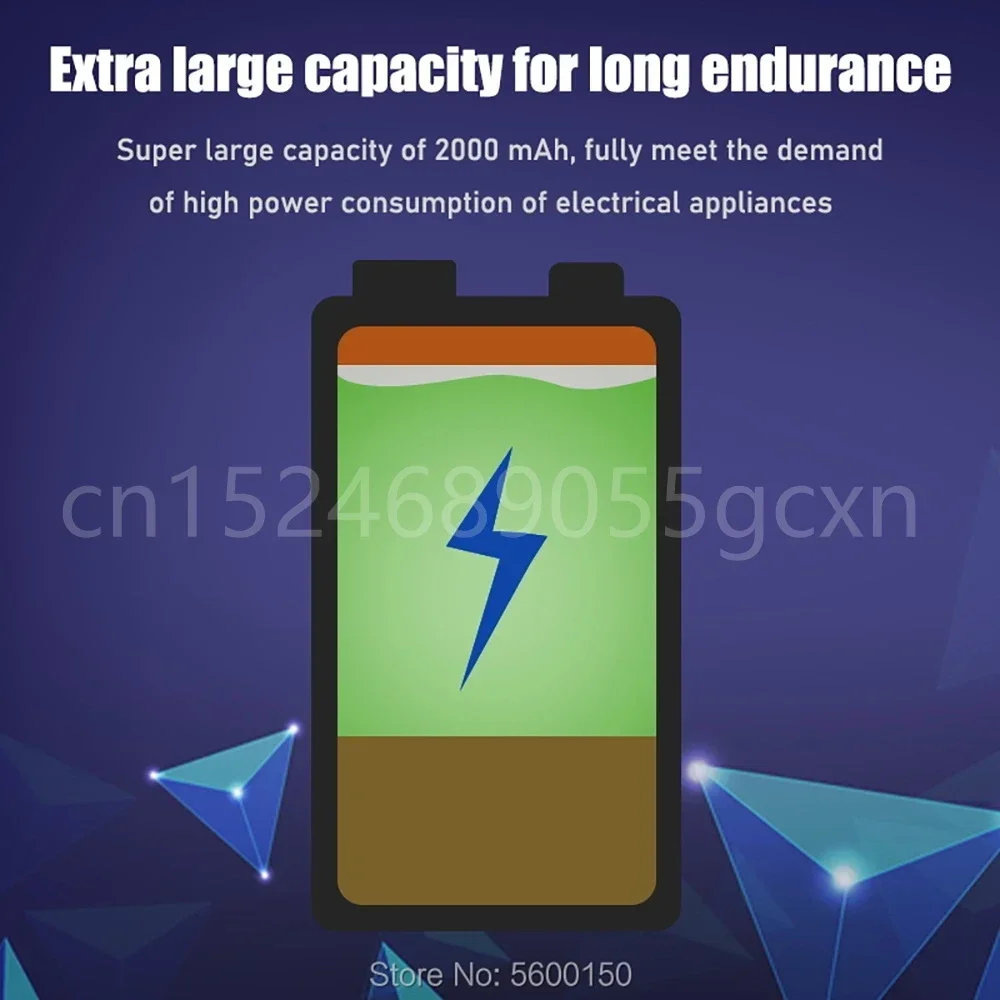 100% 오리지널 Sofirn 충전식 Ni-MH Nimh 배터리, 마이크 인터폰 연기 경보 자동차 완구용, 9V 2000MAh