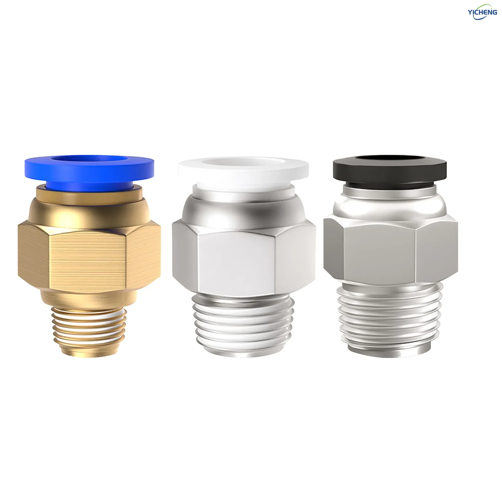 

YICHENG Pipe Fittings Male Straight 10mm Tube OD Thread specification1/8"1/4"3/8"1/2Thread Push to Connect Fitting (Pack of 30)