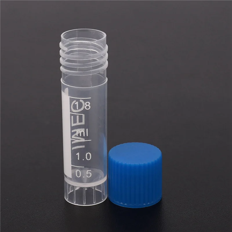 

200Pcs 1.8Ml Plastic Graduated 0.063Oz Cryovial Test Tube Sample Pipe With Seal Cap