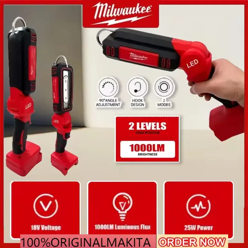 

Milwaukee LED Work Light Super Bright 90 DegreeClip on Light Lithium Battery 20V M18 Flood Light Outdoor Lighting Camping
