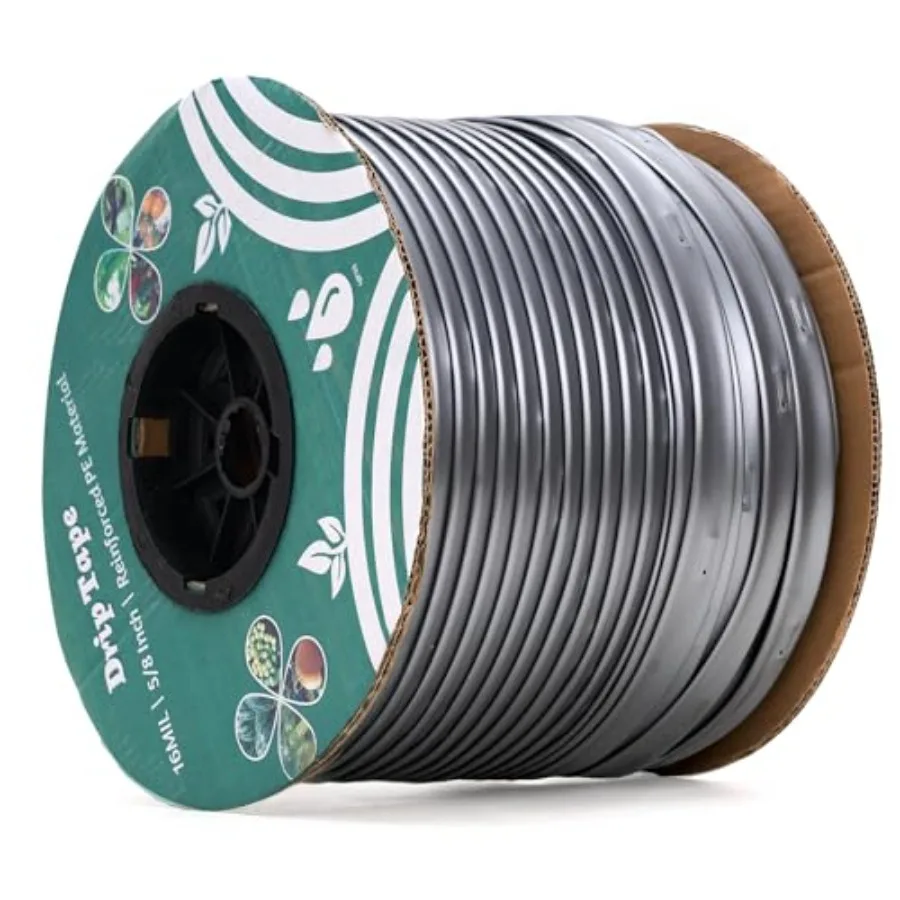 

Лента капельного орошения 1000 футов, 5/8 дюйма, 16 мил, сверхпрочная, с 6 эмиттерами на отрез, серебристая, светоотражающая, устойчивая к перегрызанию и перегибам