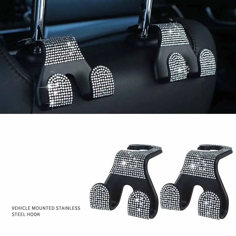 Car Hooks Diamond Storage Pendant Hooks Creative Rear Seat Back Hook Fashion Trend Car Interior Accessories Supplies