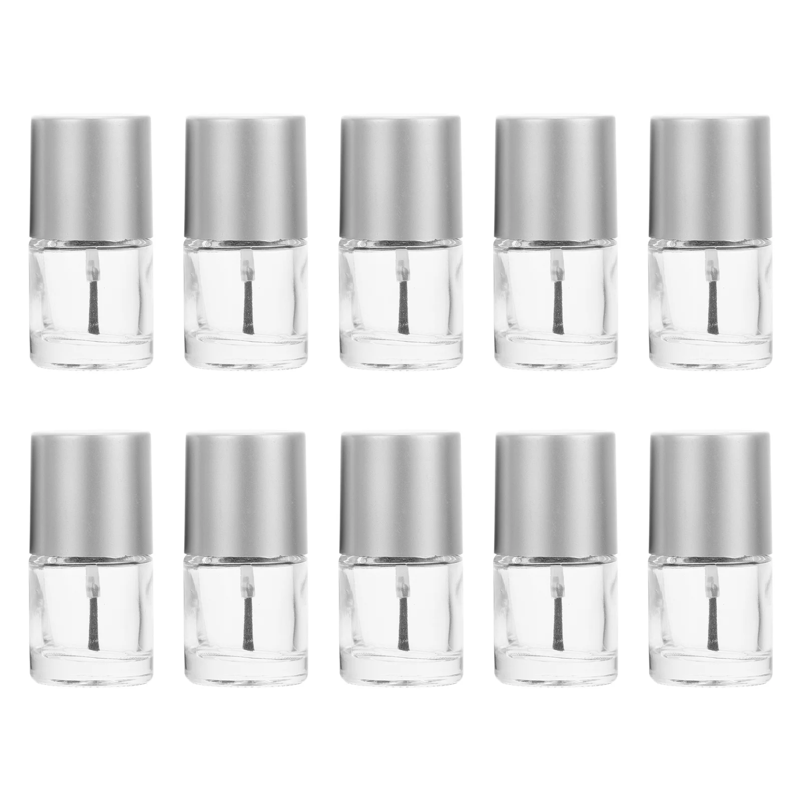 

10Pcs Empty Nail Polish Bottles Glass 10ml Clear Container with Brush Cap Refillable Leakproof for DIY Nail Gel Storage