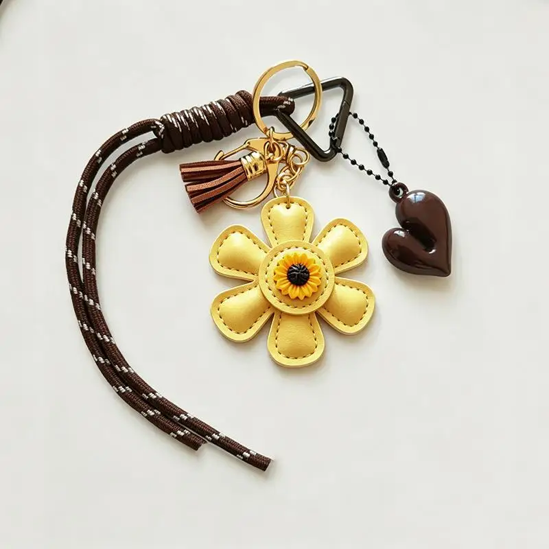 Luxuriöser Blumen-Quasten-Leder-Taschenanhänger, Wasserdichter, Langlebiger Dekorativer Schlüsselanhänger für Damen-Handtaschen und Autoschlüssel – Detail 5