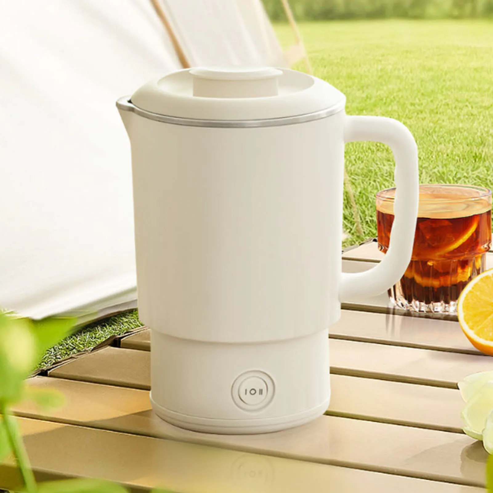 Portable Electric Kettle Food Grade 600ML Foldable Tea Coffee Kettle with 2 Temperature Settings 5 Min Fast Water Boiling