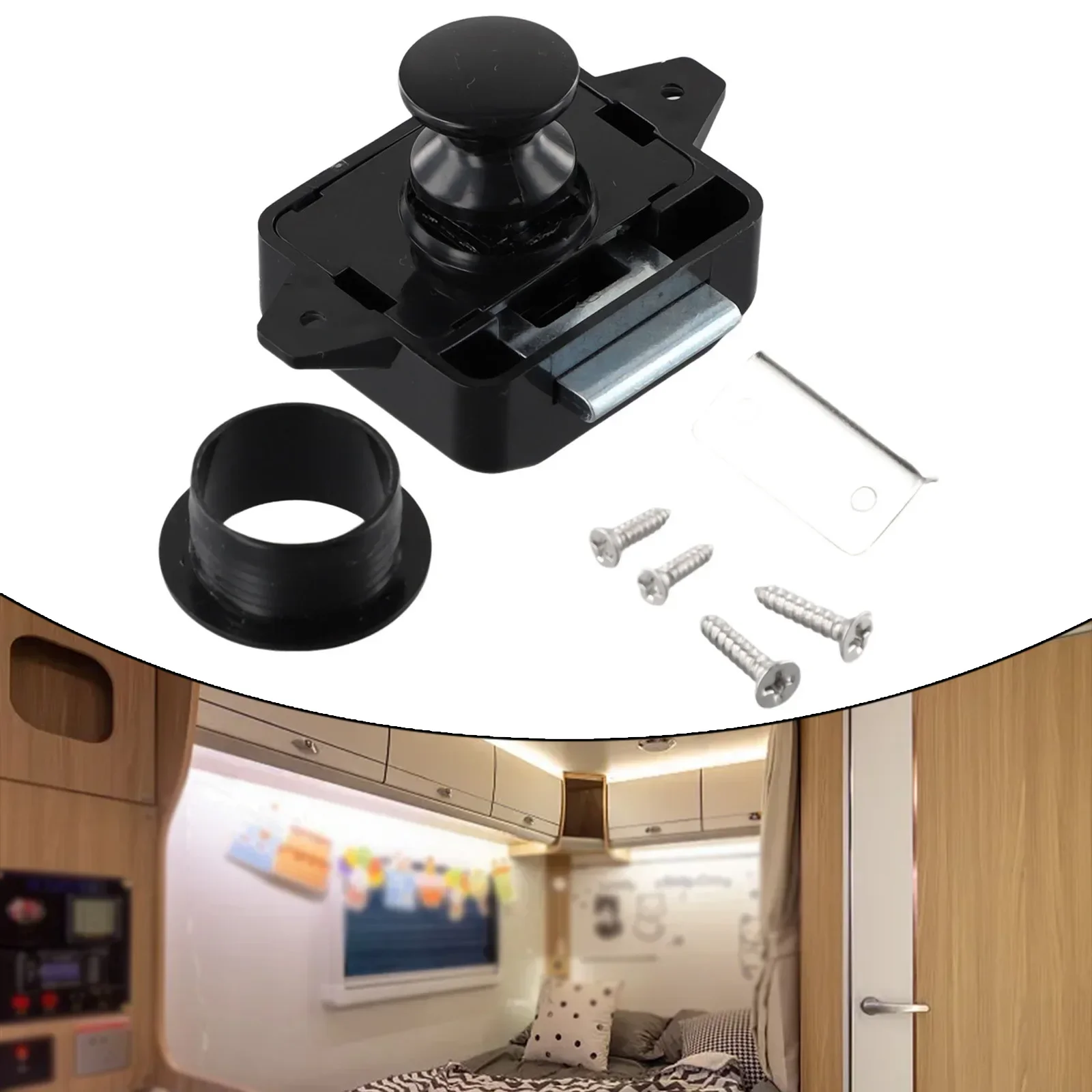 Brand New Button Catch Lock Latch Push Button Accessories Zinc Alloy Camper Cupboard L-shaped Gasket Motorhome