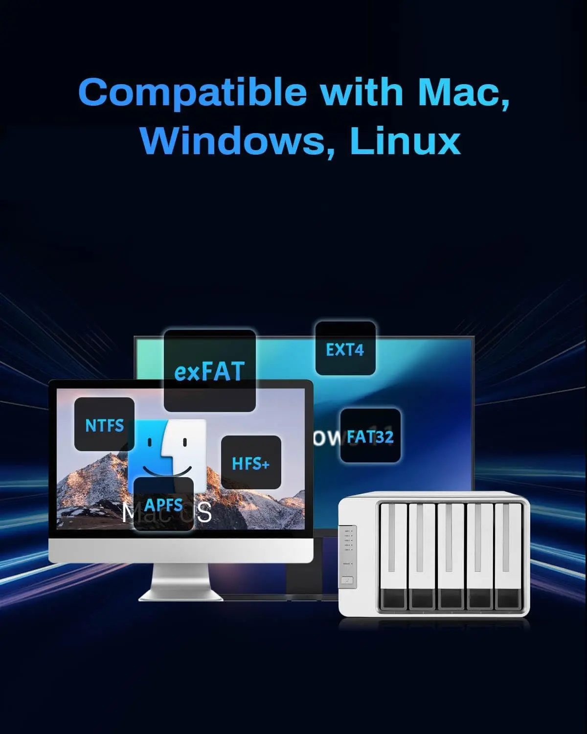 TERRAMASTER D5-310 HDD Enclosure 5Bay Hardware Raid Supports RAID 5, 0, 1, 10, Single USB 3.1 Type-C Direct Attached Storage