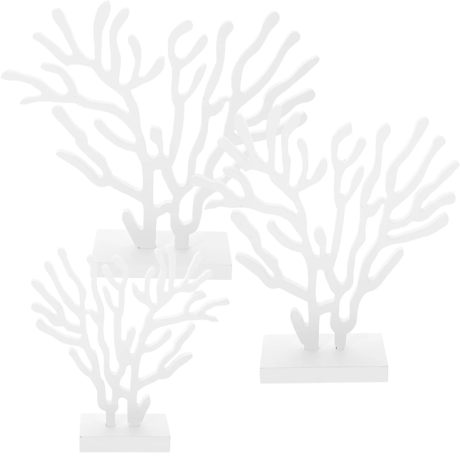 

3Pcs Wood Coral Decoration Mediterranean Style Handcrafted Tabletop Ornament Ocean Themed Wooden Craft Home Decor for Office