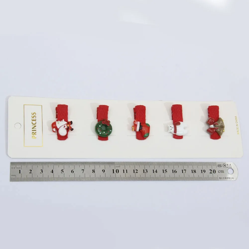 5Pcs/Set Girls Cartoon Santa Small Safety Hair Clips for Baby Christmas Hairpin Hairgrip Headwear Children Hair Accessories Gift