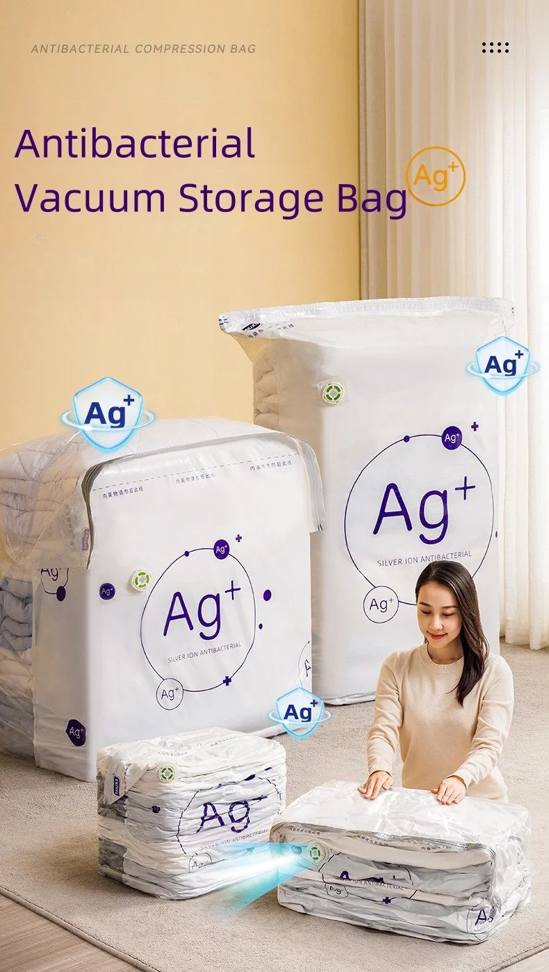 Antibacterial Vacuum Bags No Need Pump Large Plastic Storage Bag Storing Clothes Blanket Compression Bag Travel Accessories