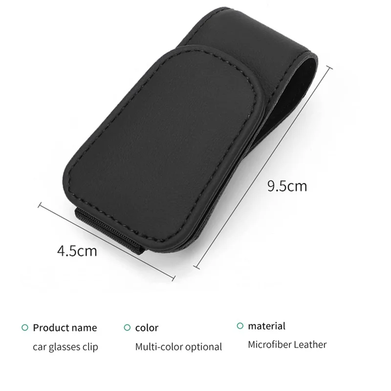 Magnetic Leather Sunglass Holder for Car, Sunglasses Clip for Car Visor, Auto Interior Accessories Universal (Black)