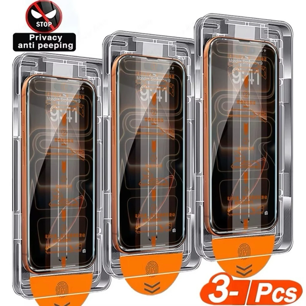 3 قطع من واقي الشاشة الزجاجي المقوى الواقي للخصوصية لسلسلة Apple iPhone