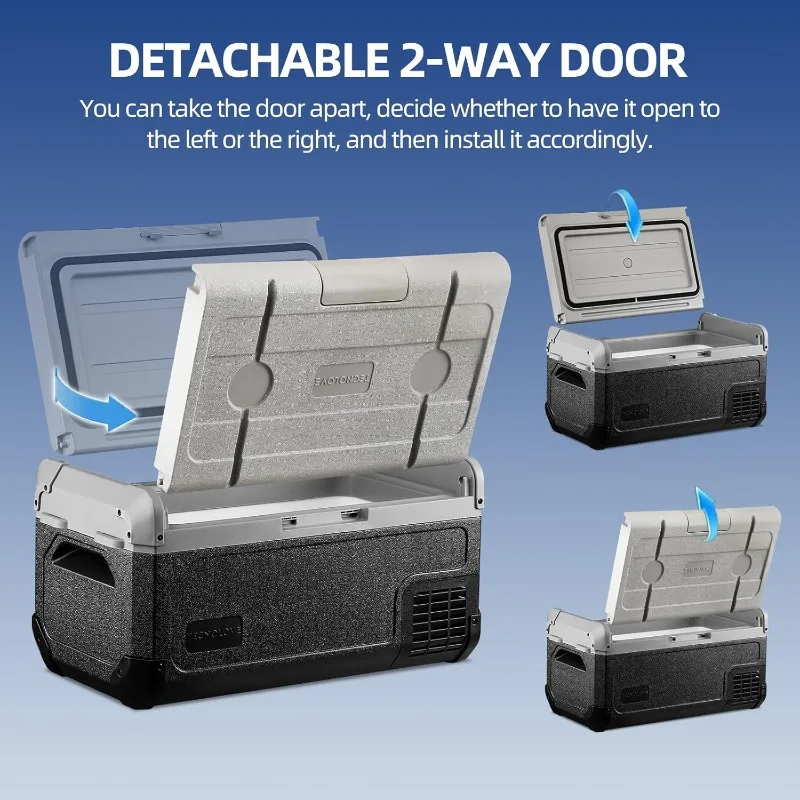 ثلاجة سيارة 12 فولت، ثلاجة فريزر محمولة 32 كيو تي مع مبخر توسيع ضربة، -4 ℉ ~68 ℉   مبرد فريزر تيار متردد 12/24 فولت و120-240 فولت تيار متردد