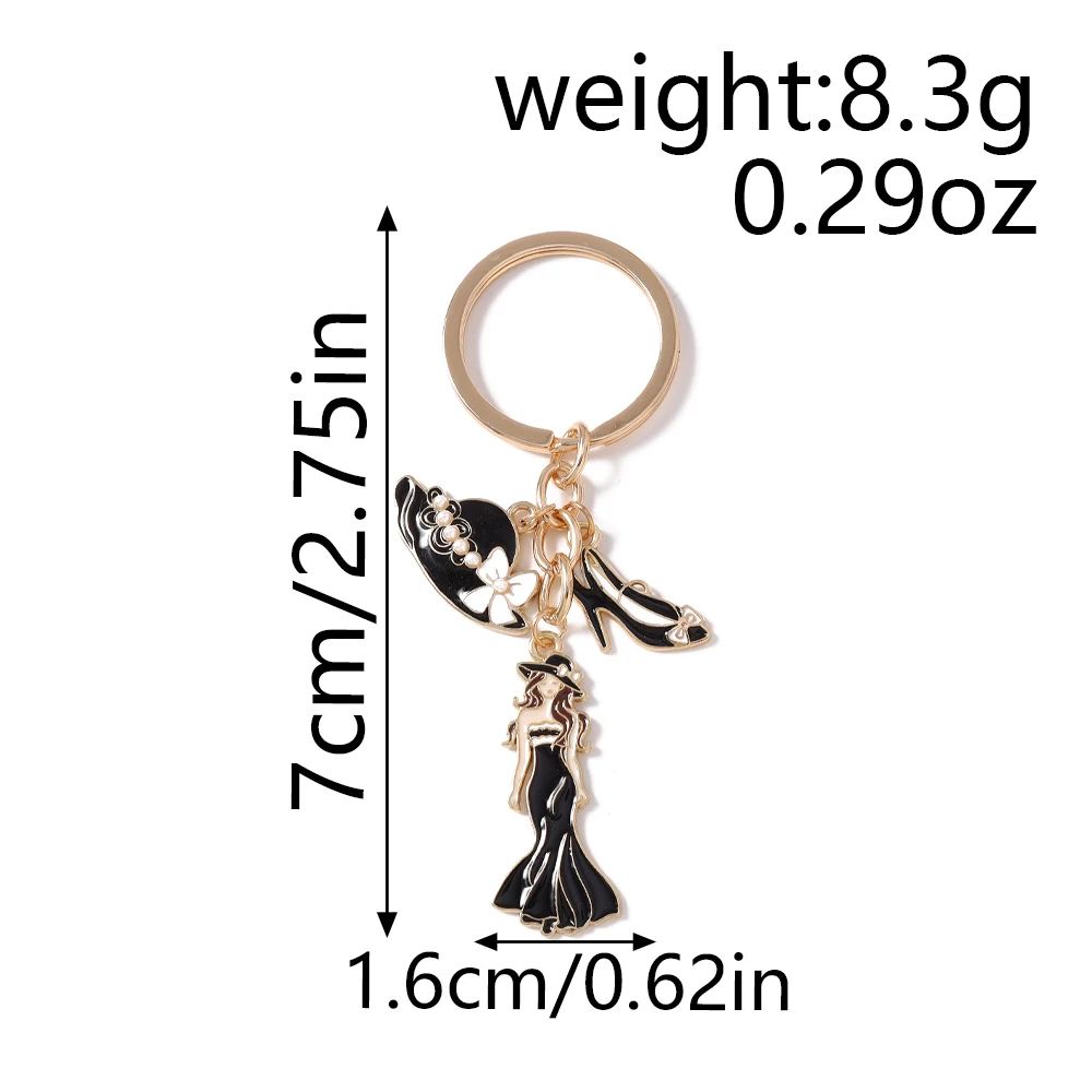 Aihua Hübscher Damen-Schleifenhut High-Heels Schlüsselanhänger Eleganter Perlen-Schlüsselring für Mädchen Freundschaftsgeschenk Handgemachter DIY-Schmuck – Detail 6