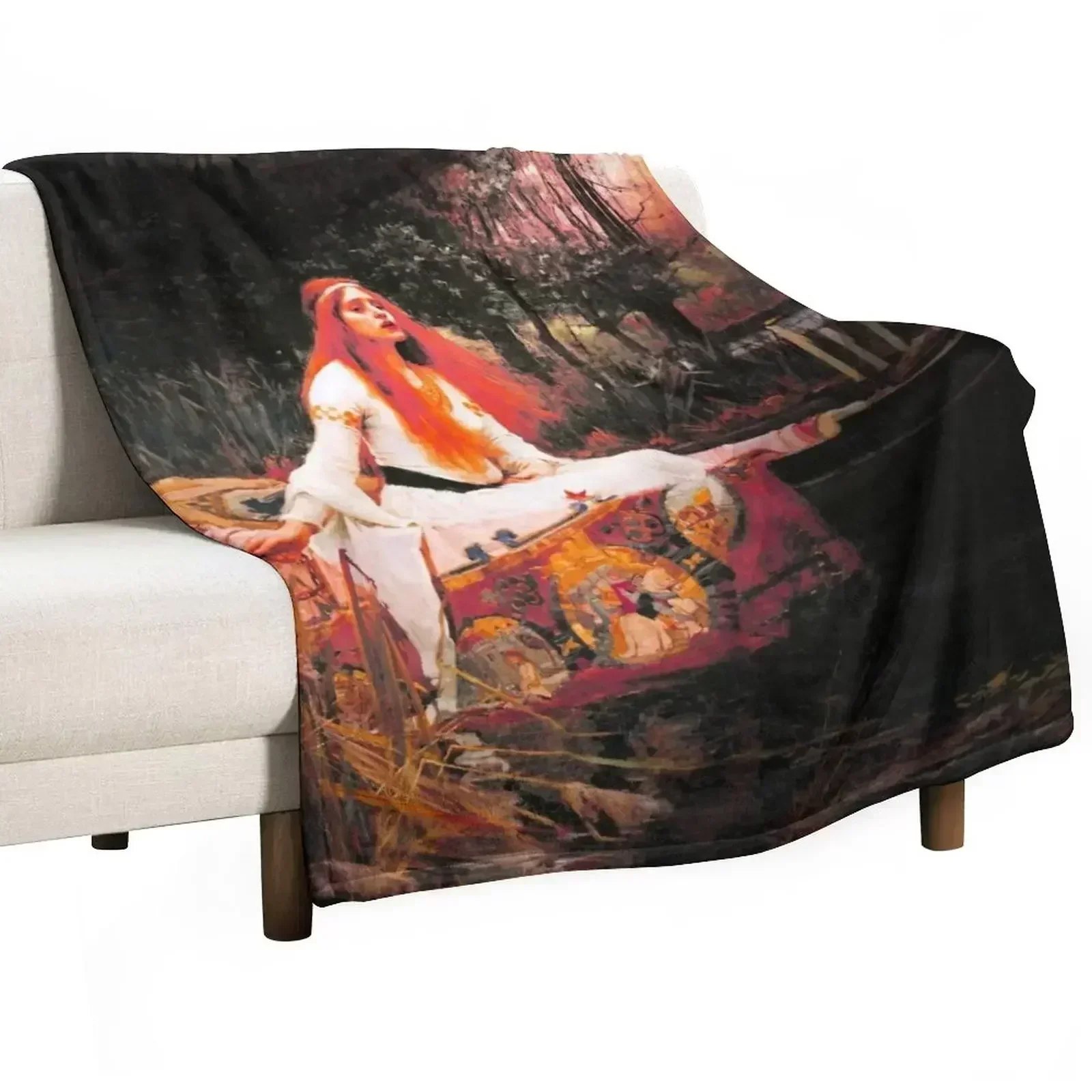 

Vivid Retro - The Lady of Shalott Throw Blanket All Season Lightweight Soft Blanket for Bed
