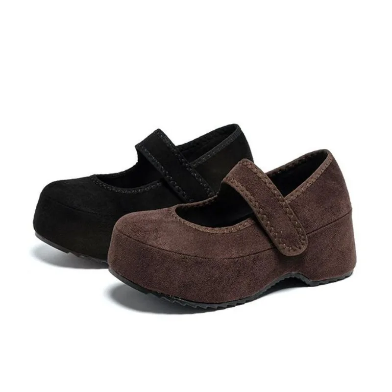 

7cm Genuine Leather Suede Women Loafers Comfortable Slip on Women Shoes Spring Fall Platform Wedge Sneakers Moccassin