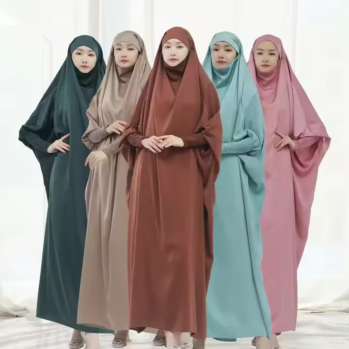 

Eid Hooded Abaya Muslim Women Overhead Dress Prayer Garment Robes Long Khimar Ramadan Islam Clothing Kebaya Djellaba Jalabiya