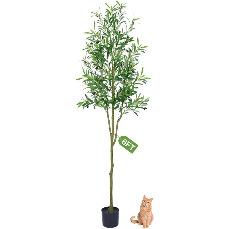 Olive Trees Artificial Indoor, Faux Olive Tree for Home Office Decor, Artificial Olive Tree Artificial Tree with Realistic Trunk