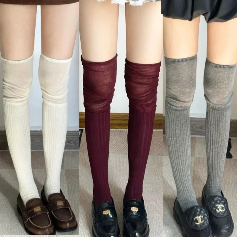 

Lolita Thigh High Stockings for Women Trendy Casual Over The Knee Female Red Long Socks Thermal Warm Cotton Tall Tube Leggings