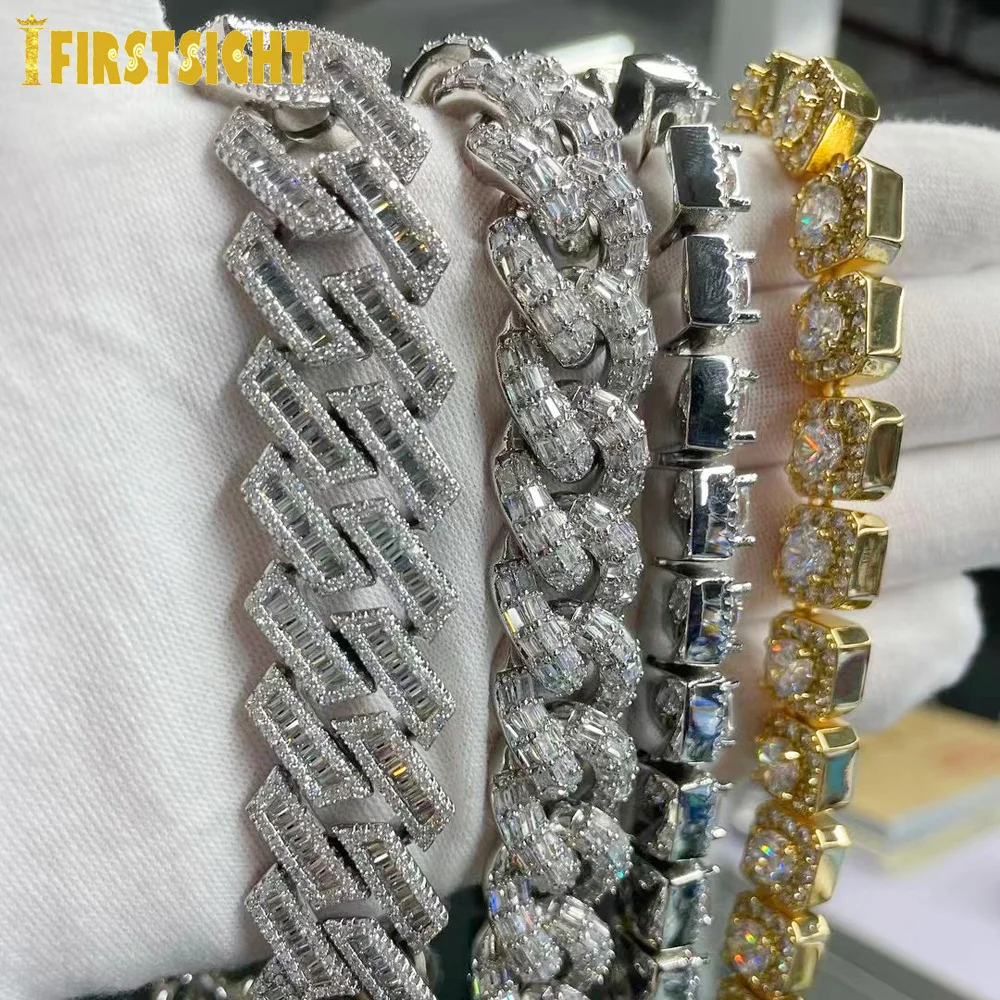 

Iced Out Bling 19mm Rectangle CZ Heavy Chunky Cuban Link Chain Necklace Silver Color 5A Zircon Choker Hip Hop Men Women Jewelry