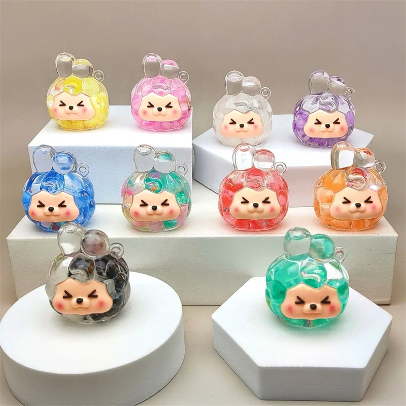 Luminous Bubble Beads KIKI Ornament Accessories Acrylic Oiled KIKI Quicksand Bottle Cartoon Series Keychain Pendant Accessories