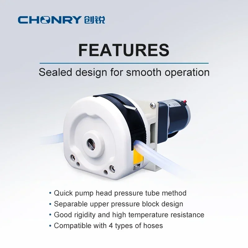 ปั๊มเพอริสตอลติก DC 12V เกรดอาหาร ตัวเครื่องใส พร้อมตัวหนีบสแตนเลส สำหรับเครื่องจำหน่ายนม ขายตรงจากโรงงาน