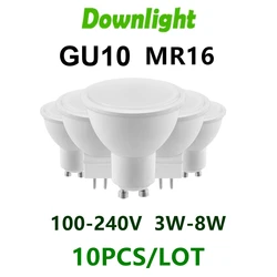 10PCS LED Spotlight GU10 MR16 GU5.3 AC220V AC110V 3W-8W 38 120 degree high lumen warm white light replace 50W 100W halogen lamp