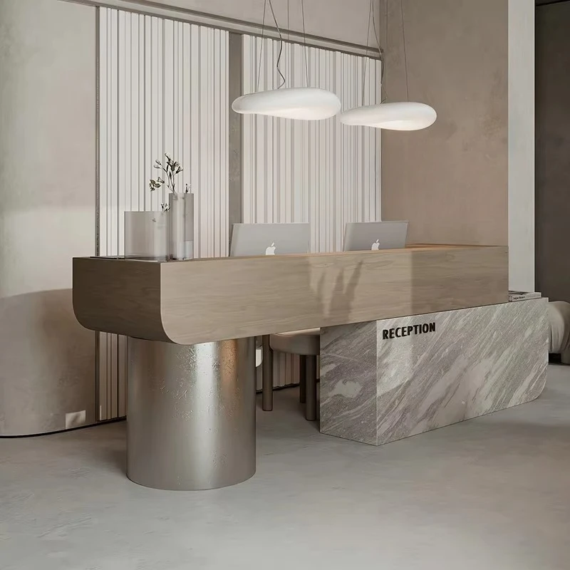 

&c Light Luxury Lady Beauty Salon Front Desk Stainless Steel Reception Desk Cash Register Clothing Store