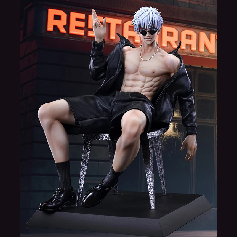 22Cm Sgs Studio Gk Jujutsu Kaisen Chair Sitting Posture Satoru Gojo Action Figure Statue Model Ornaments Garage Kit Toys Gift