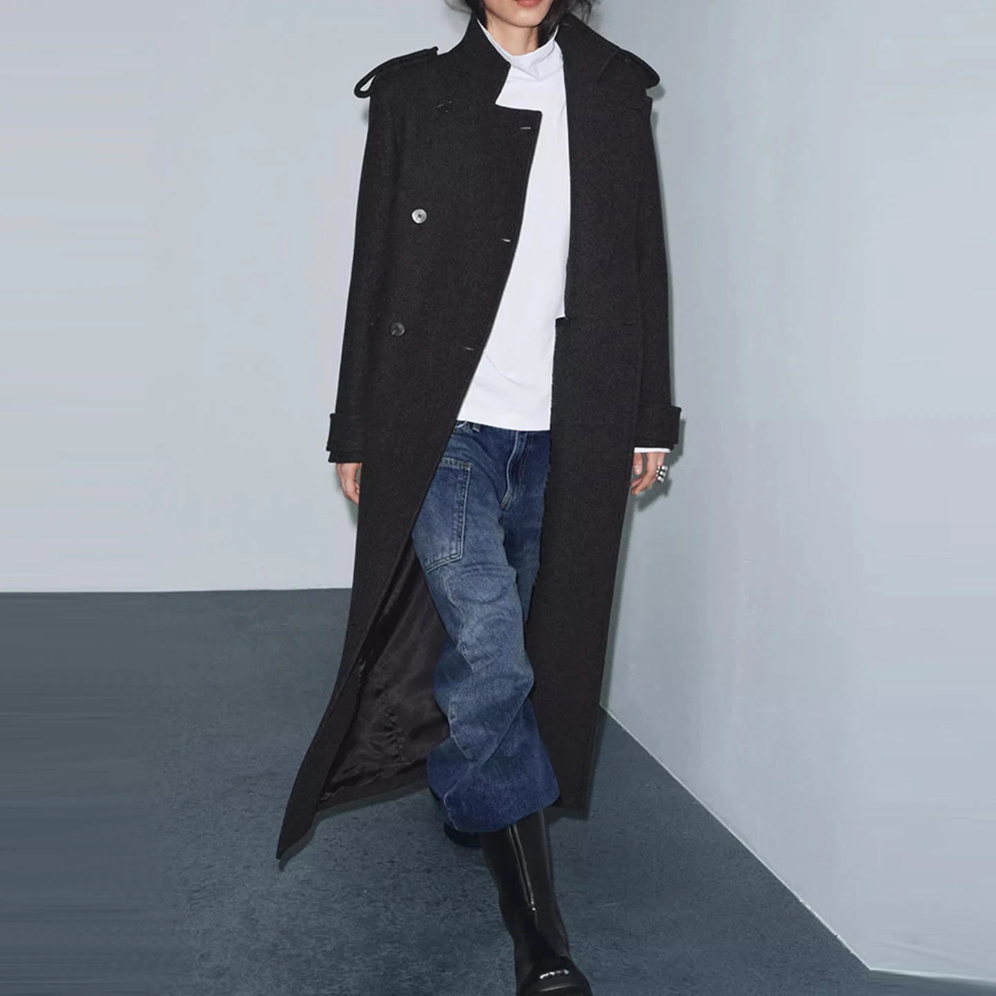 Z 2025 الشتاء Faion معطف طويل بسيط شخصية ملابس خارجية Ele سترة واقية المرأة ملابس عالية الجودة #3