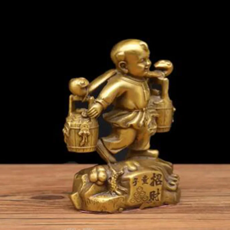 Brass carrying pole Boy Duozi Duofu Wholesale Lucky Boy Bronze Ornaments