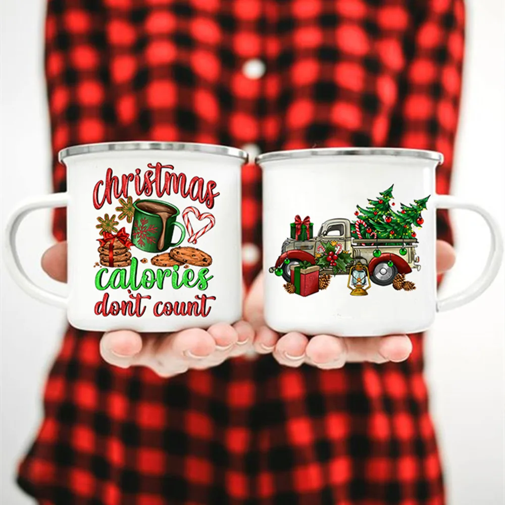 Christmas Calories Don't Count Print Coffee Wine Mug Christmas Party Mugs Dessert Hot Cocoa Cake Cup Handle Drinkware Xmas Gifts