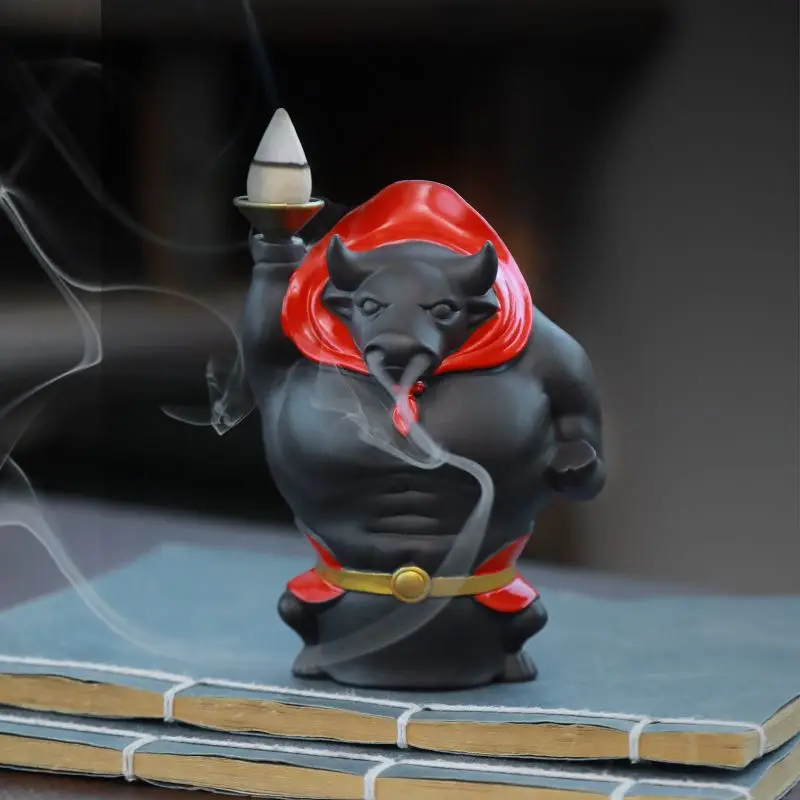 Year of The Ox Mascot Reverse Flow Incense Burner Home Decoration Living Room Office Creative Gifts Reverse Flow Incense Burner