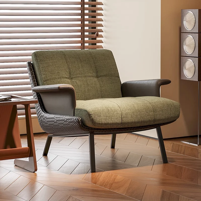 

Italian Style Light Luxury Armrest Lounge Chair Lazy Designer Mid-Century Single Sofa Chair For Living Room Balcony