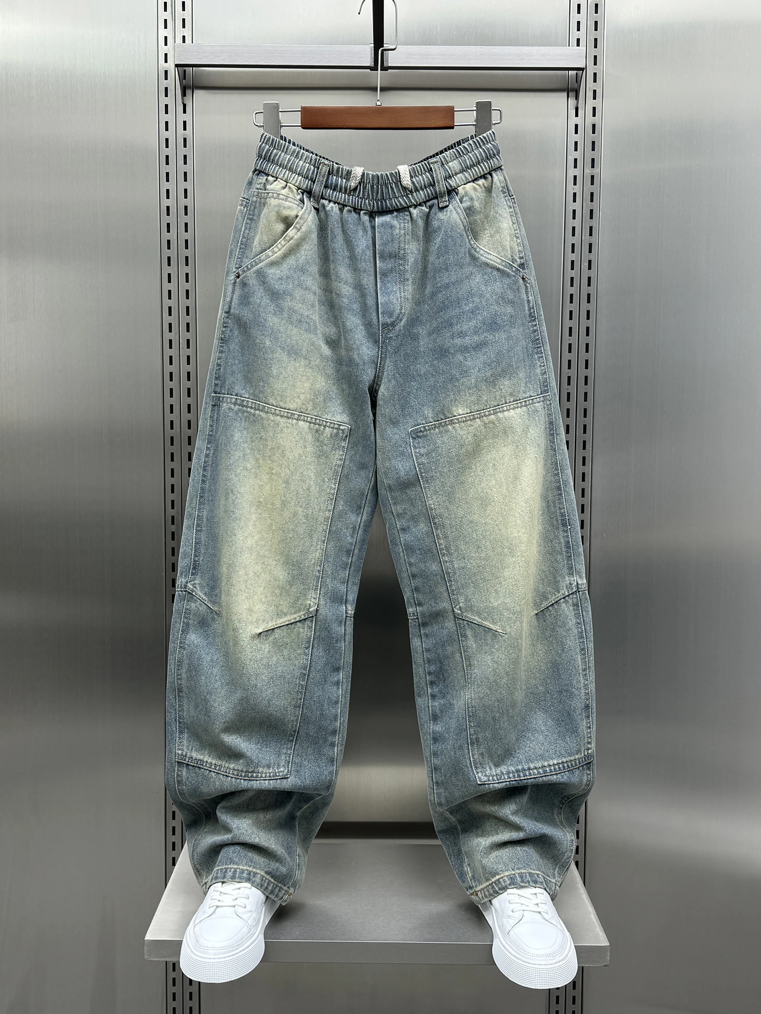 

Мужские джинсы в стиле ретро, свободного кроя, удлиненные, в пол, модные, универсальные, осенние, трендовые, прямые штанины