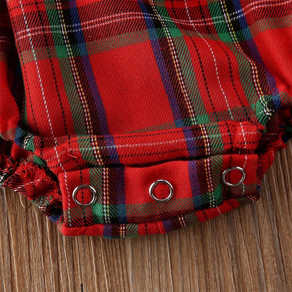 Christmas Dress Baby Girl Clothes Red Plaid Romper Dress Bodysuit Matching Sister Dress/Jumpsuit Xmas Outfits Fall