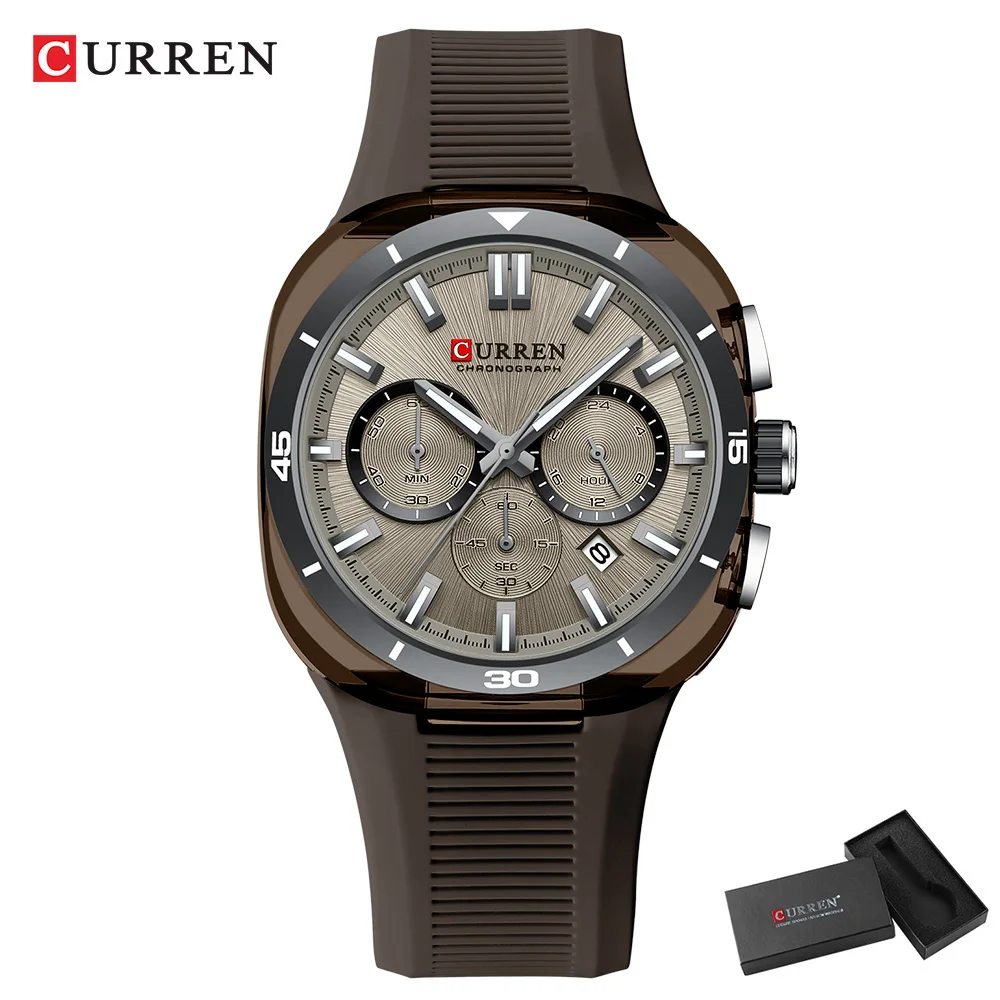 Men's CURREN Chronograph Watch, Light Blue Silicone Strap