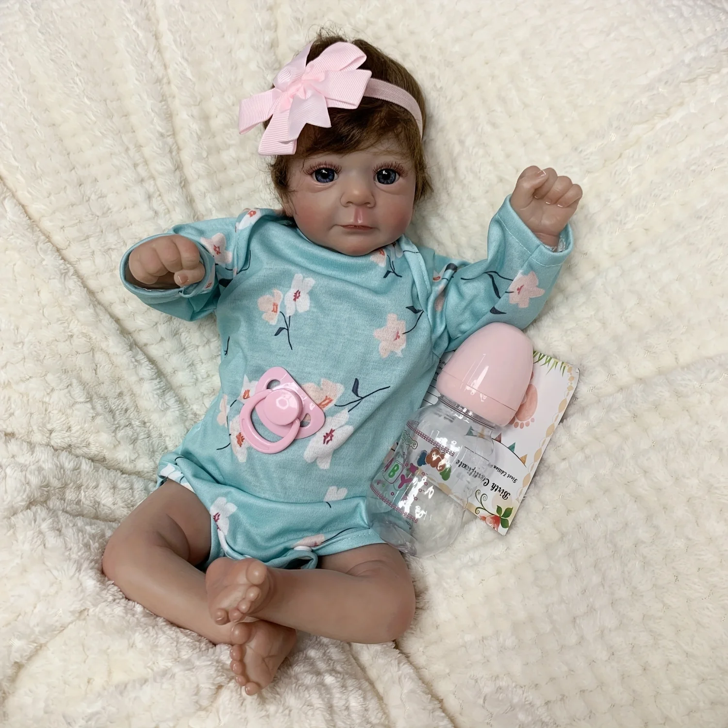 44CM 오픈 눈 Felicia Reborn Doll with Soft Cloth Body Rooted Hair 3D Painted Skin Details 실물 같은 현실적인 bebe reborn 인형