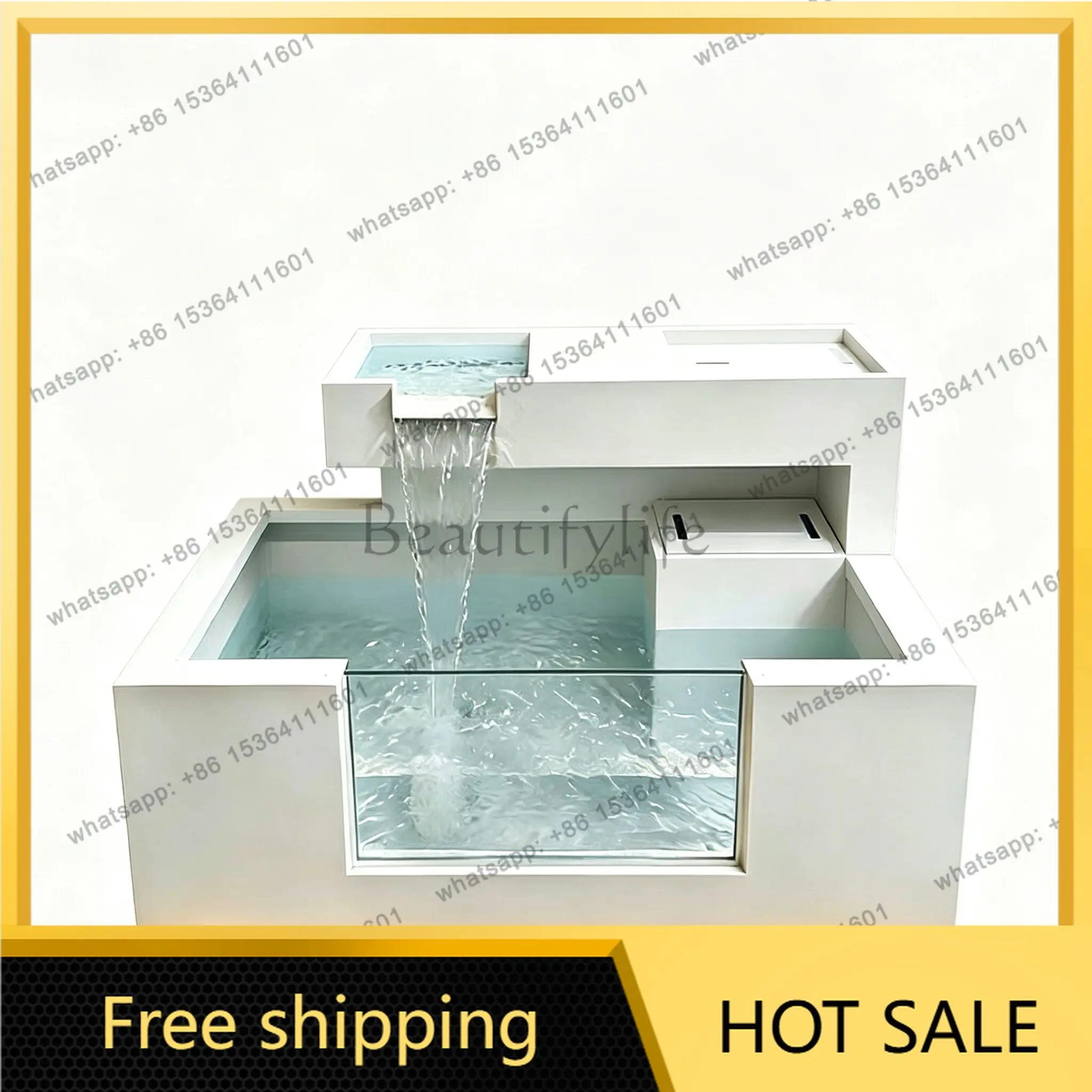 Balcony forming ornament landscaping cycle self-built house integrated stainless steel fish pond