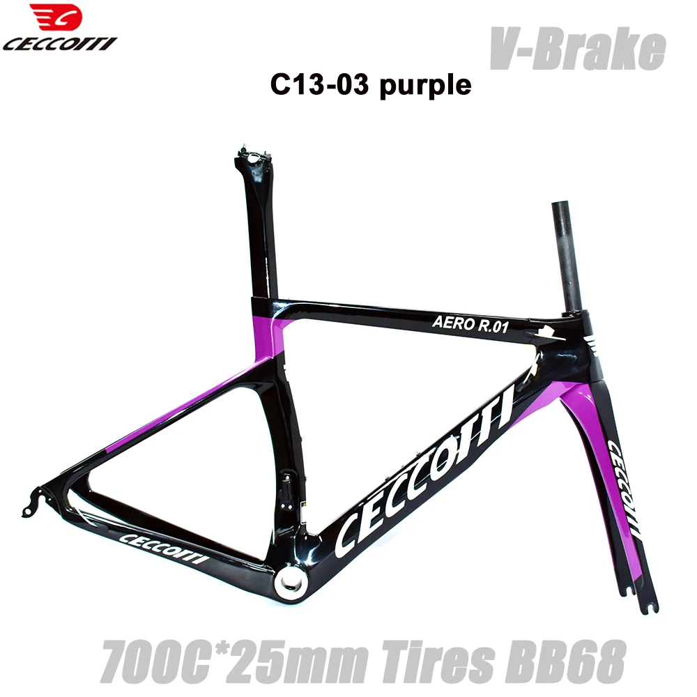

Рама для шоссейного велосипеда CECCOTTI RF13 Aero Carbon, подходит для колес 700C и шин 25 мм, комплект рамы BSA.