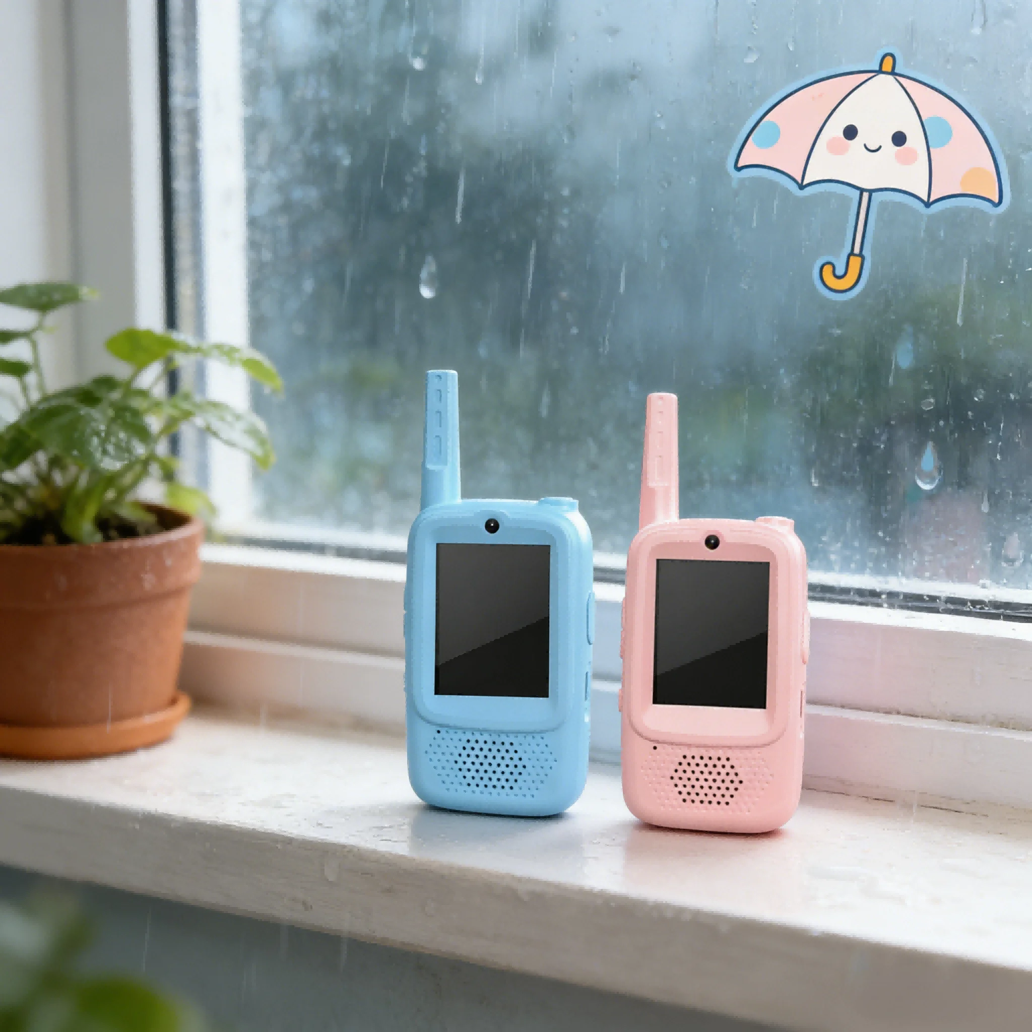 Video-walkietalkies voor kinderen, oplaadbare walkietalkies voor kinderen, 2-pack, binnen-buitenspeelgoed voor spel, feest, kamperen, Kerstmis L0U6