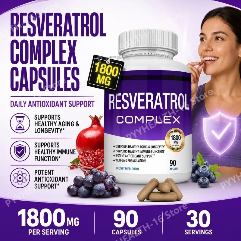 Japanese Knotweed Root Extract with 50% Trans-Resveratrol, 1800mg Per Serving for Men & Women Daily Wellness Support 90 Capsules